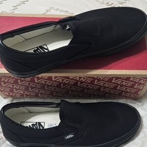 Vans Black Slip-On Sneakers with Canvas Upper